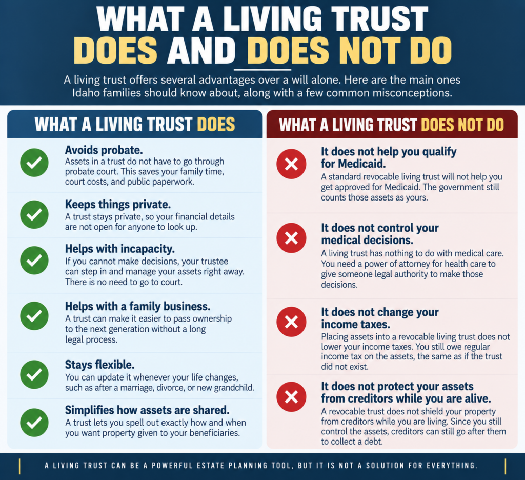 what a living trust does and does not do graph